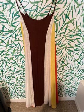 Free People Colorblock Maxi Dress - Brown, Cream, Yellow, Orange